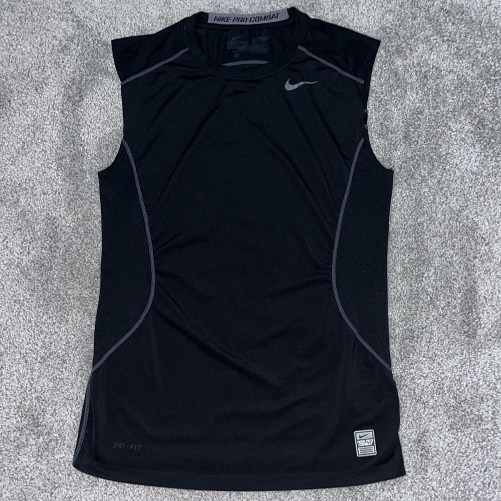 Nike Pro Combat Compression Stretch Gym work out sleeveless t shirt-S Black Mens